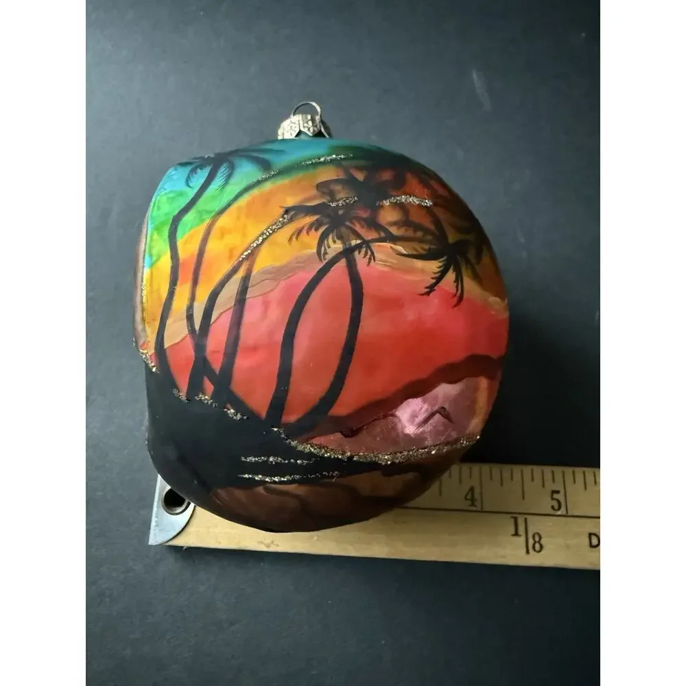 Vintage Handblown Elephant Head Christmas Ornament Handpainted Large Safari